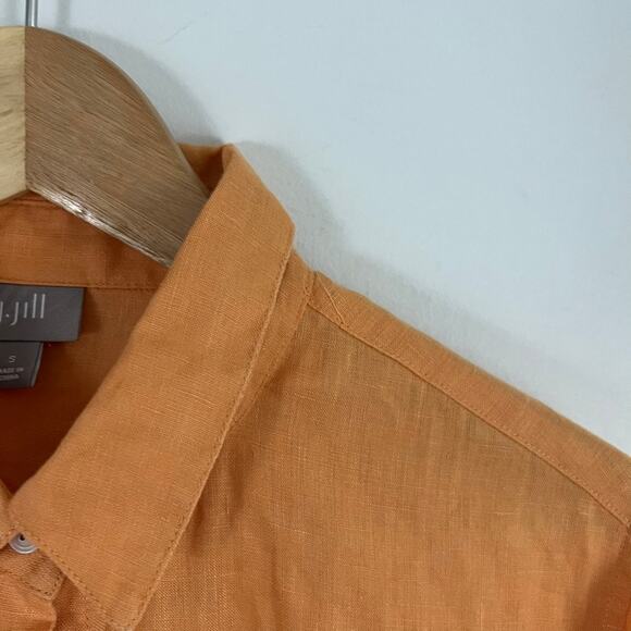 J. Jill Orange Linen Button Front Shirt Women Size Small - Picture 6 of 10